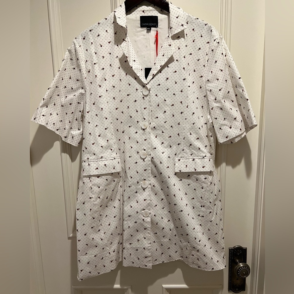 Cynthia Rowley polkadot/floral print shirt dress
